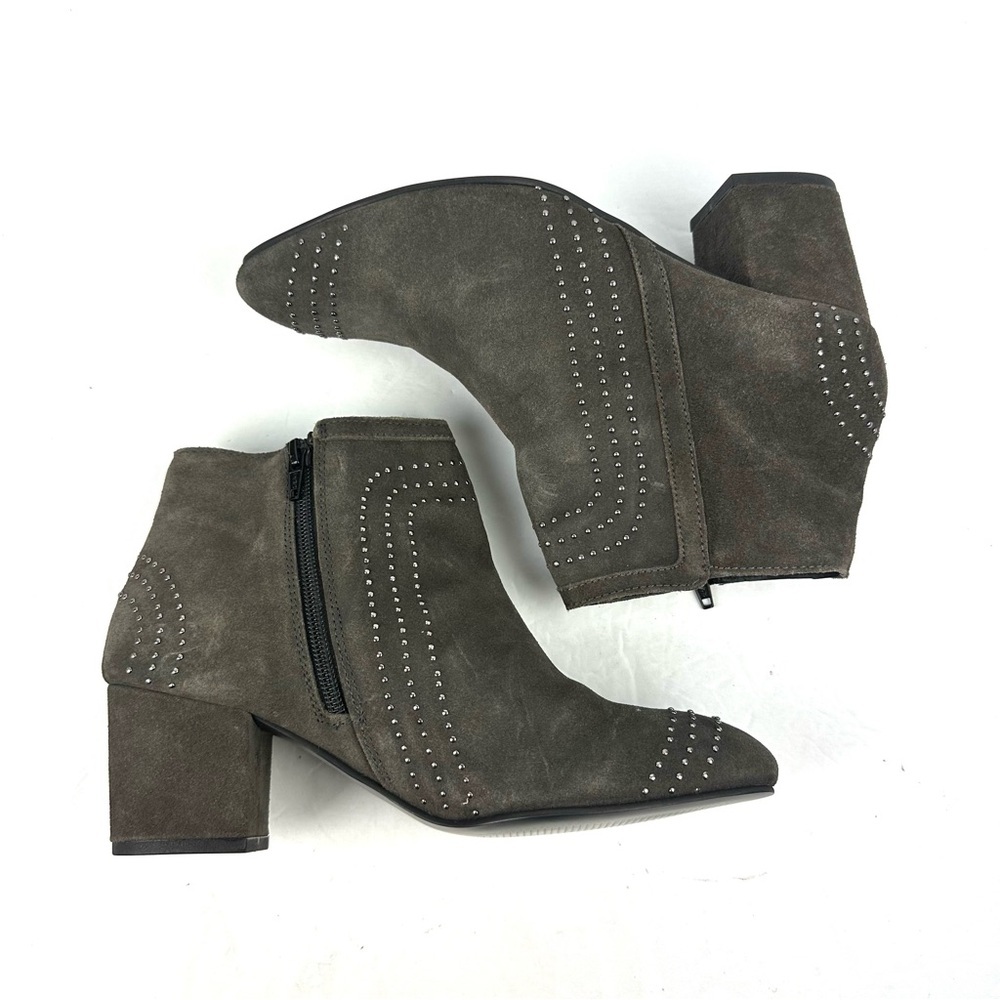 Diba Ankle Boots 9 Gray Studded Suede Leather Slip On Bootie Womens New - Picture 8 of 12